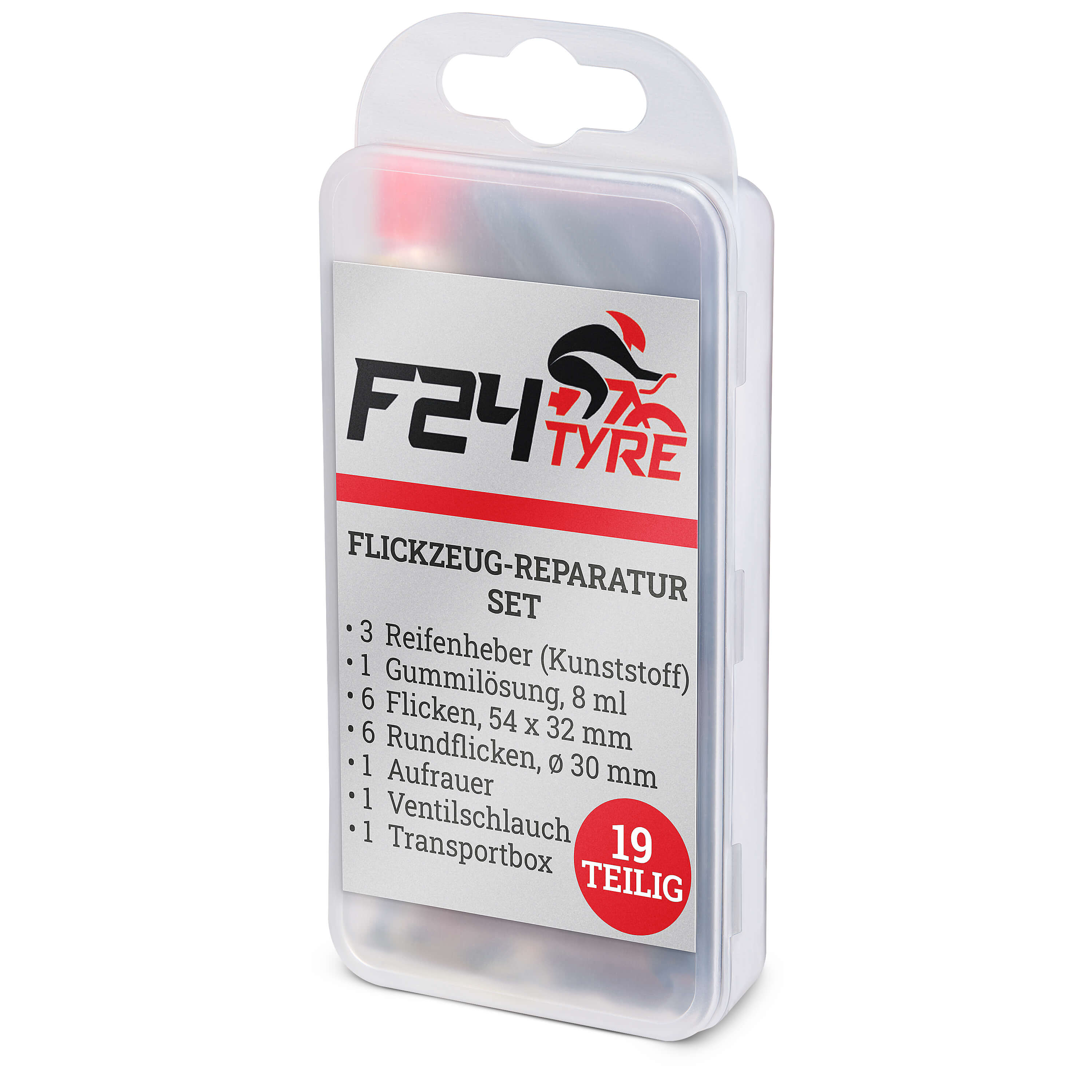 fahrrad flicken kaufen F24Tyre XXL Fahrradreifen Reparatursatz Komplett Flickzeug 19-teilig  Flickset günstig kaufen