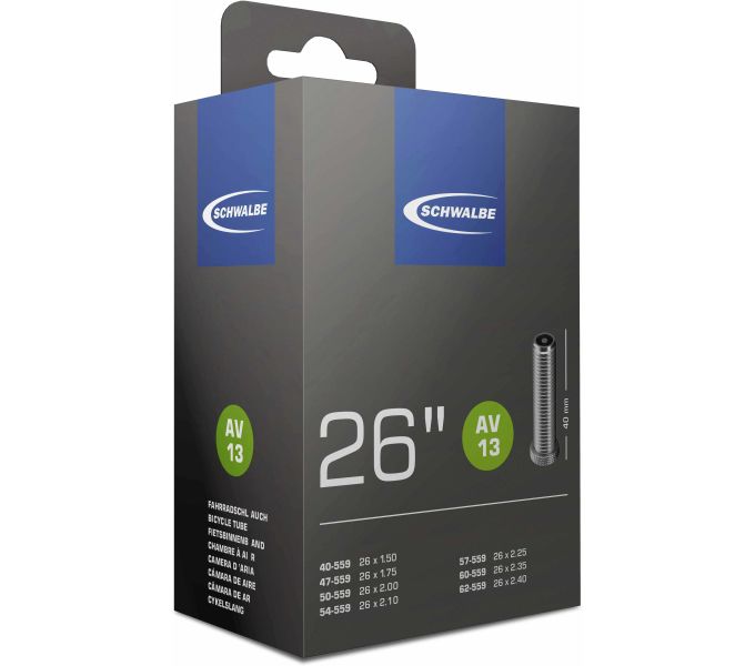 26 Zoll Schwalbe Nr. 13 Fahrradschlauch 26x1,50 bis 26x2,50 Zoll 40/62-559 AV/DV/SV