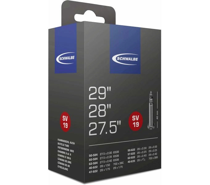 29 Zoll Schwalbe Nr. 19 Fahrradschlauch 27,5x2,00 bis 29x2,40 Zoll 40/62-584/622 AV/SV